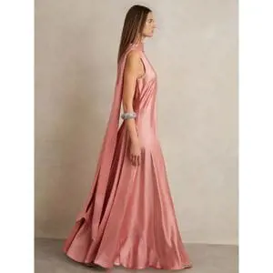 REISS FAE Satin Cape Maxi Dress